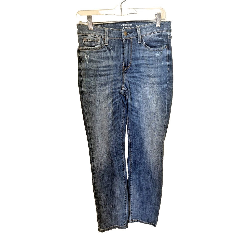 Levi’s Signature Women’s Size 8/29 Mid Rise Cuffed Capri Crop Stretch Blue Jeans